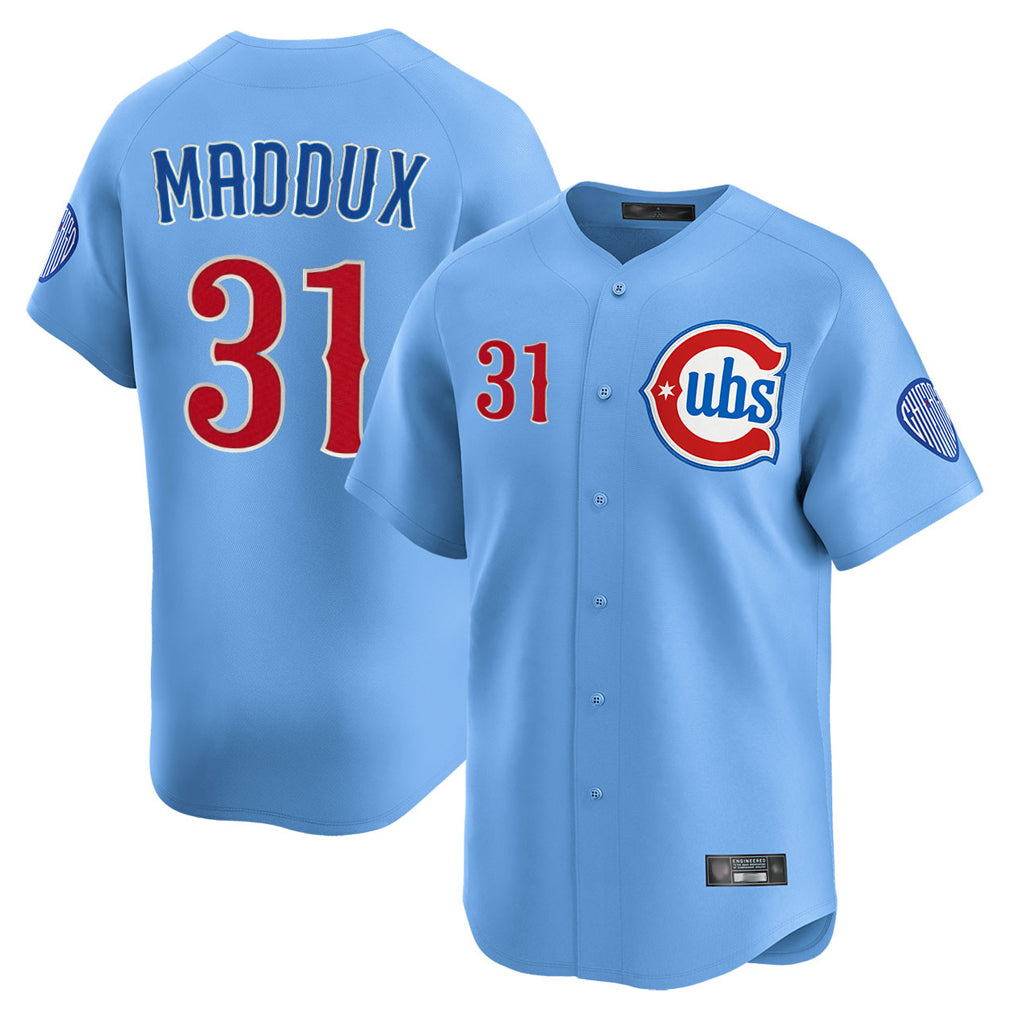 CAdoa C.Cubs #31 Greg Maddux Player Light Blue Limited Home Stitched Jerseys