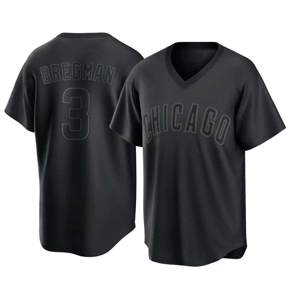 CAdoa C.Cubs #3 Alex Bregman Black T-shirt Home Game Stitched Jerseys