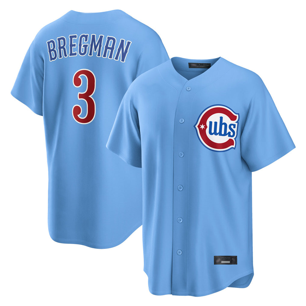 CAdoa C.Cubs #3 Alex Bregman Light Blue Home Game Stitched Jerseys