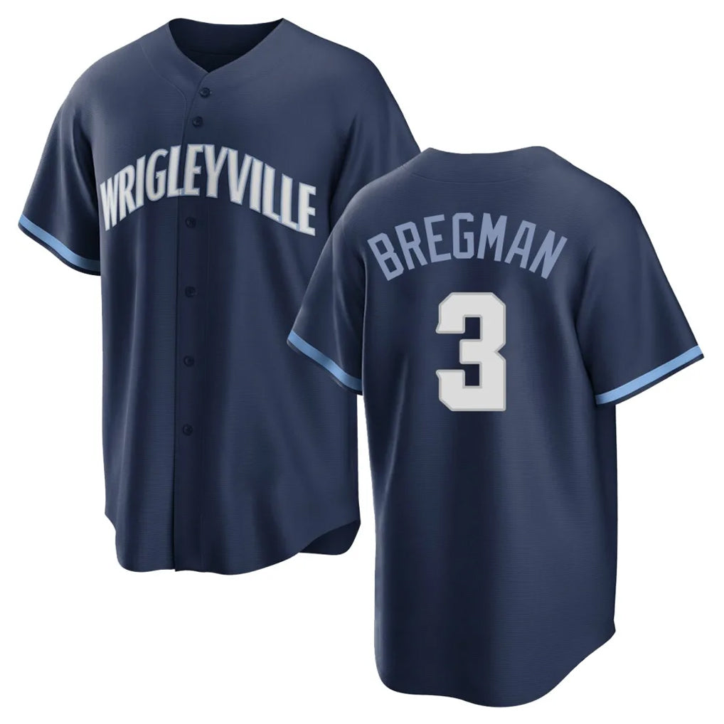 CAdoa C.Cubs #3 Alex Bregman Navy City Connect Home Game Stitched Jerseys