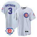 CAdoa C.Cubs #3 Alex Bregman White 150th Anniversary Home Game Stitched Jerseys