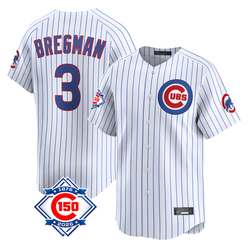 CAdoa C.Cubs #3 Alex Bregman White Game Home Stitched Jerseys