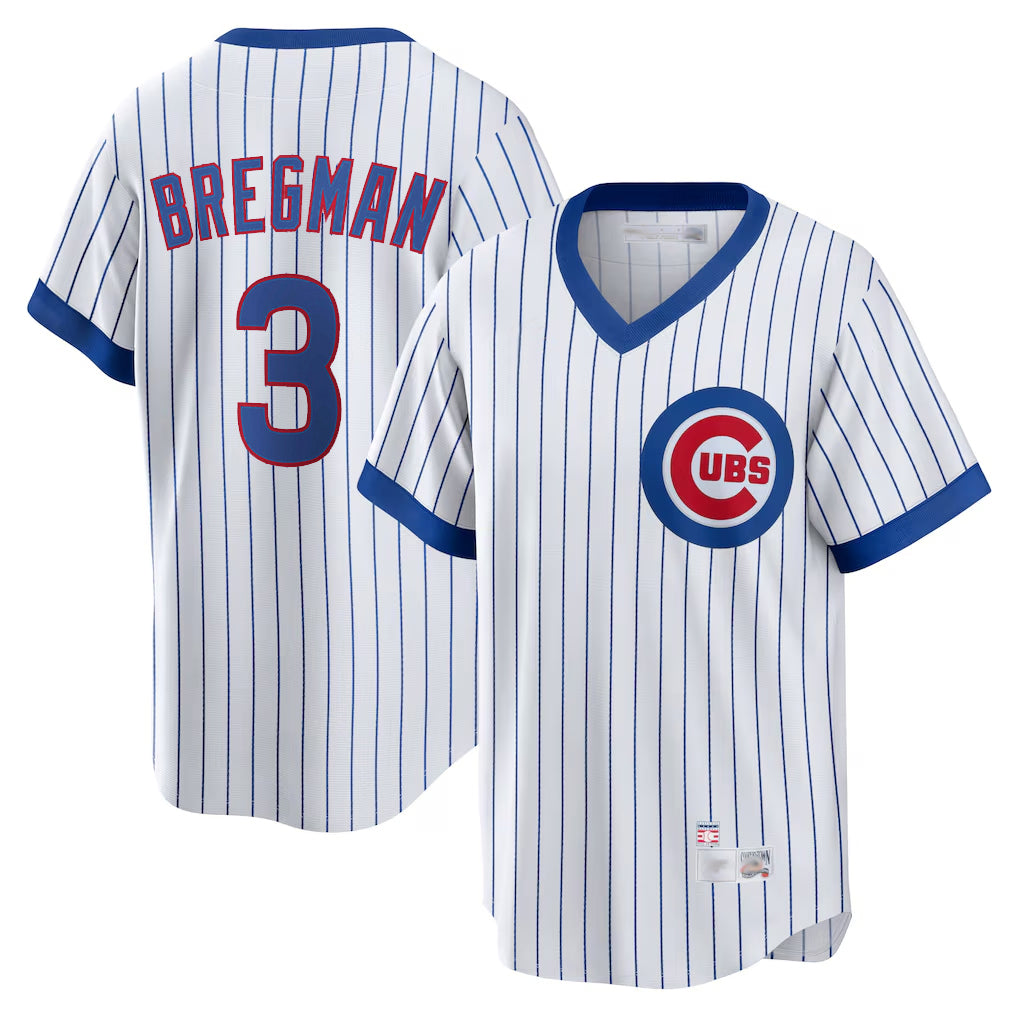 CAdoa C.Cubs #3 Alex Bregman White T-shirt Cooperstown Collection Limited Stitched Jerseys
