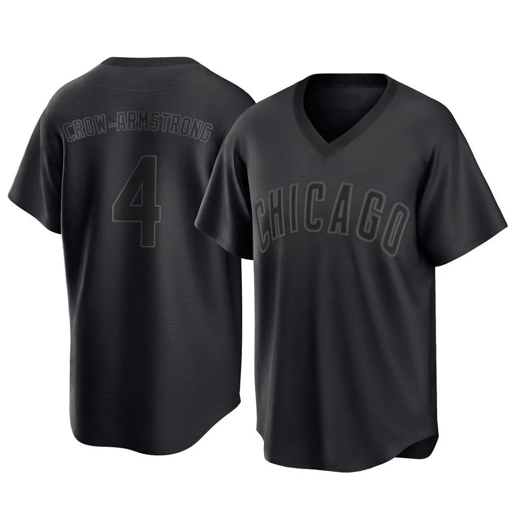 CAdoa C.Cubs #4 Pete Crow-Armstrong Player Black T-shirt Home Game Stitched Jerseys