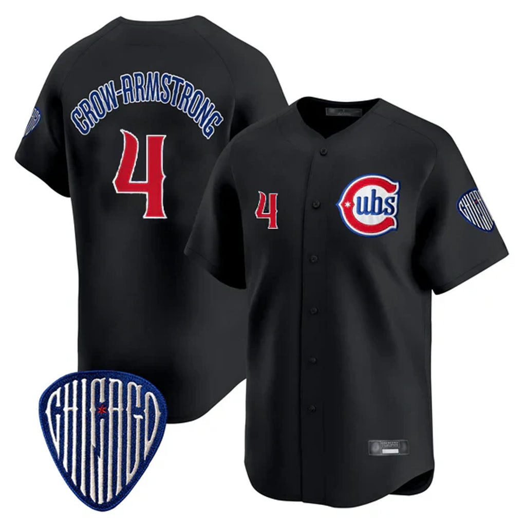 CAdoa C.Cubs #4 Pete Crow-Armstrong Player Black Vapor Premier Limited Home Stitched Jerseys