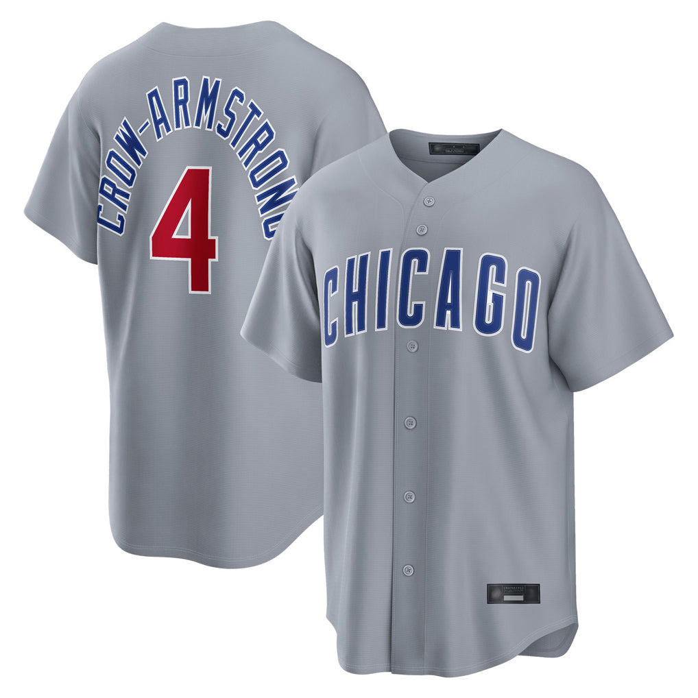 CAdoa C.Cubs #4 Pete Crow-Armstrong Player Gray Home Game Stitched Jerseys