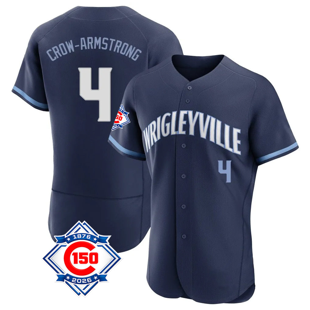CAdoa C.Cubs #4 Pete Crow-Armstrong Player Navy City Connect 150th Anniversary Limited Elite Home Stitched Jerseys