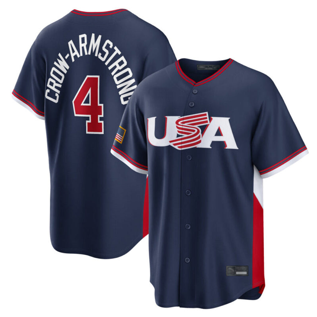 CAdoa C.Cubs #4 Pete Crow-Armstrong Player Navy USA 2026 World Classic Home Limited Stitched Jerseys