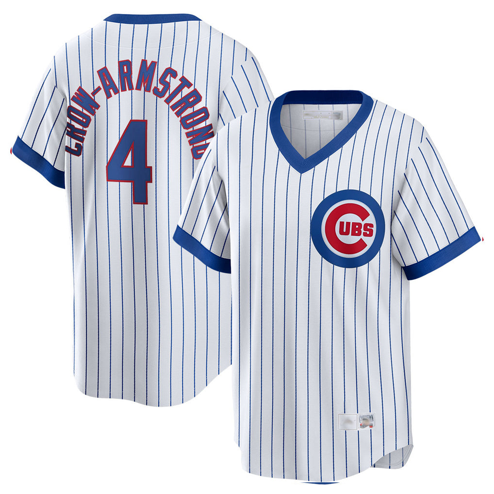 CAdoa C.Cubs #4 Pete Crow-Armstrong Player White T-shirt Cooperstown Collection Limited Stitched Jerseys
