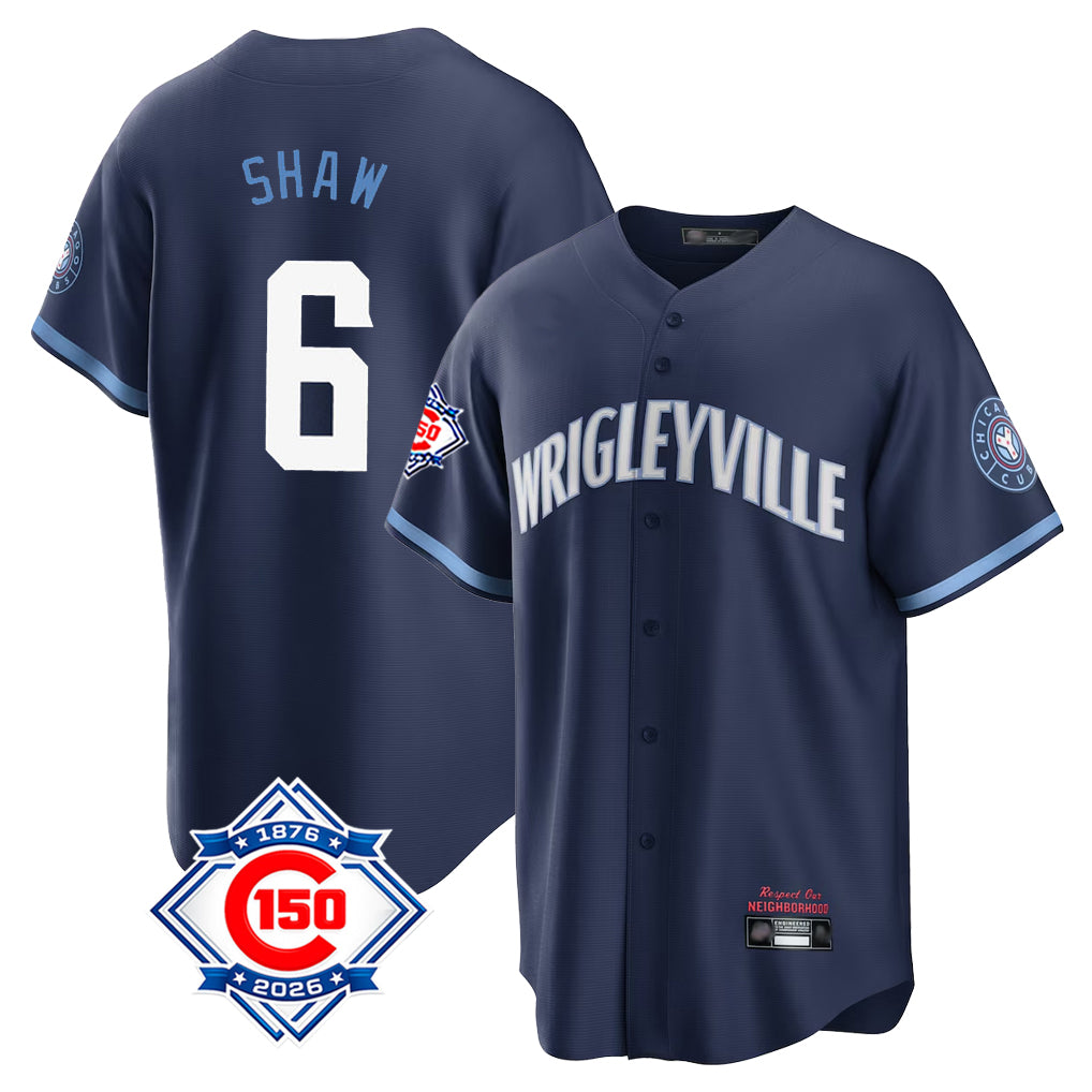 CAdoa C.Cubs #6 Matt Shaw Player Navy 150th Anniversary City Connect Home Game Stitched Jerseys
