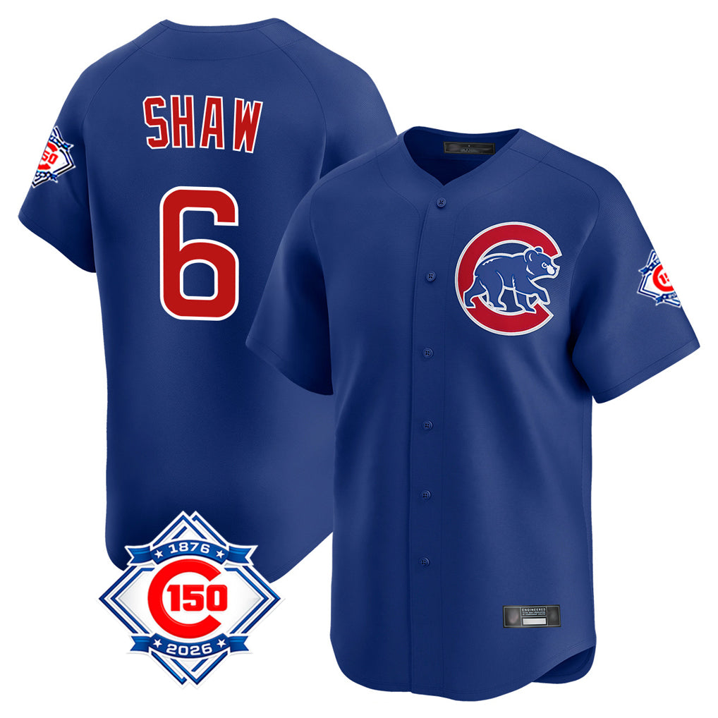 CAdoa C.Cubs #6 Matt Shaw Player Royal 150th Anniversary Limited Home Stitched Jerseys