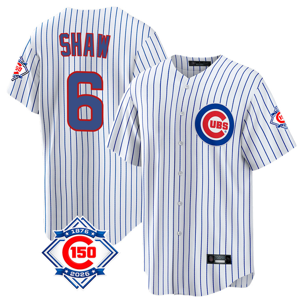 CAdoa C.Cubs #6 Matt Shaw Player White 150th Anniversary Home Game Stitched Jerseys
