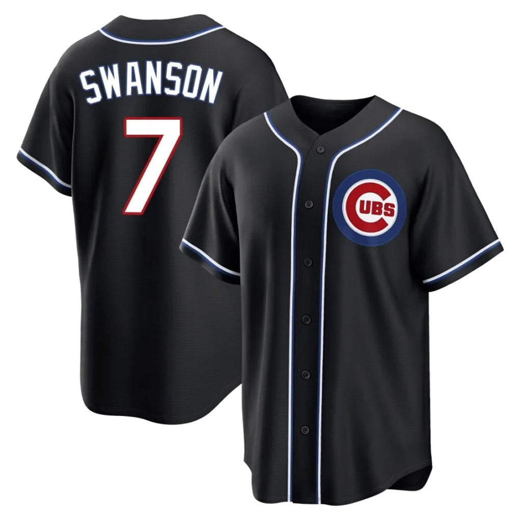 CAdoa C.Cubs #7 Dansby Swanson Player Black Fashion Out Game Stitched Jerseys