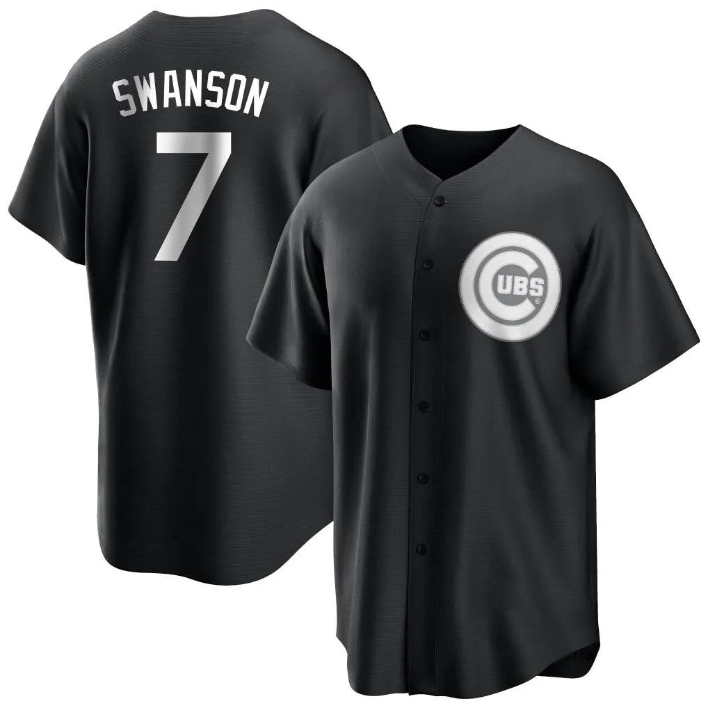 CAdoa C.Cubs #7 Dansby Swanson Player Black Game Stitched Jerseys