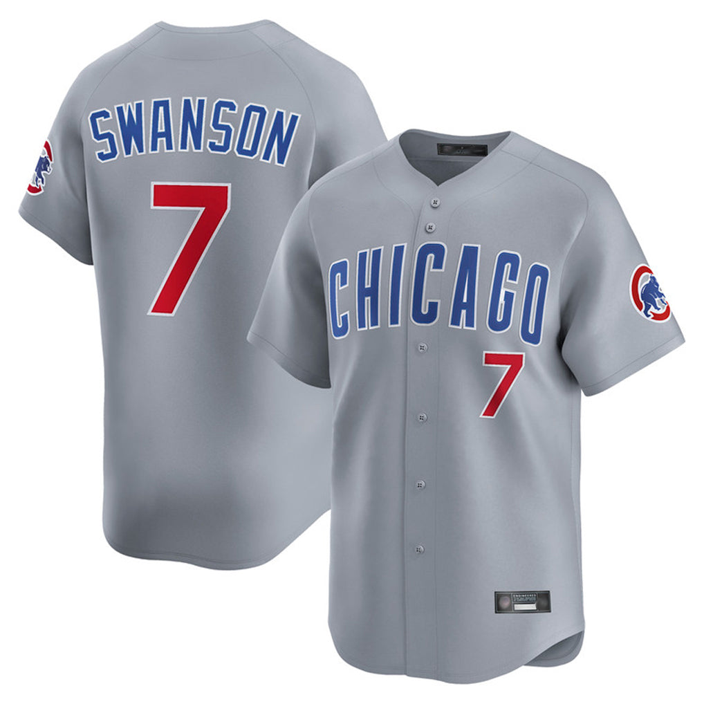 CAdoa C.Cubs #7 Dansby Swanson Player Gray Road Limited Home Stitched Jerseys