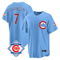 CAdoa C.Cubs #7 Dansby Swanson Player Light Blue 150th Anniversary Home Game Stitched Jerseys