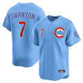 CAdoa C.Cubs #7 Dansby Swanson Player Light Blue Limited Home Stitched Jerseys