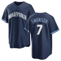 CAdoa C.Cubs #7 Dansby Swanson Player Navy City Connect Home Game Stitched Jerseys