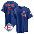 CAdoa C.Cubs #7 Dansby Swanson Player Royal 150th Anniversary Home Game Stitched Jerseys