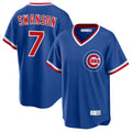 CAdoa C.Cubs #7 Dansby Swanson Player Royal T-shirt Cooperstown Collection Limited Stitched Jerseys