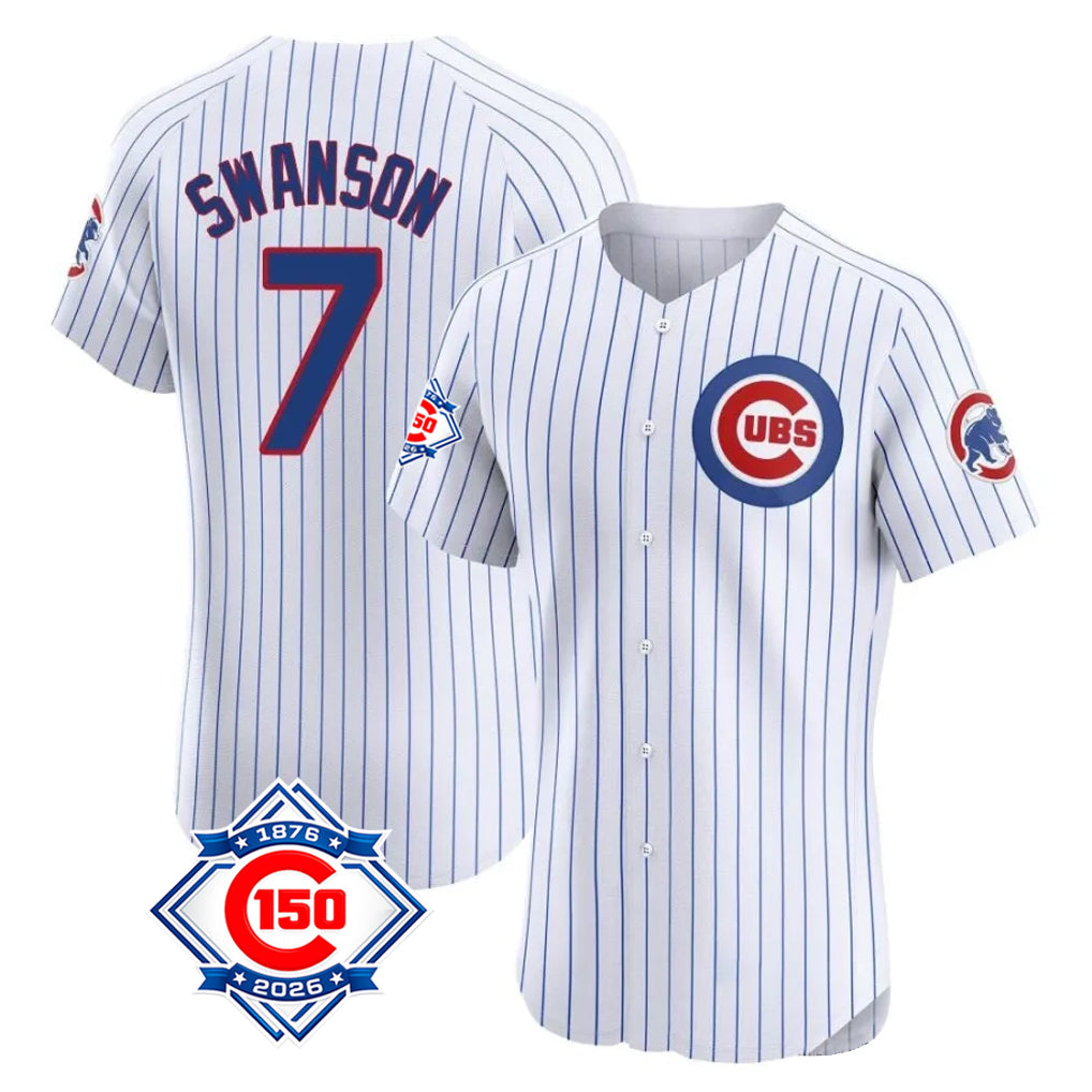 CAdoa C.Cubs #7 Dansby Swanson Player White Limited Elite Home Game Stitched Jerseys