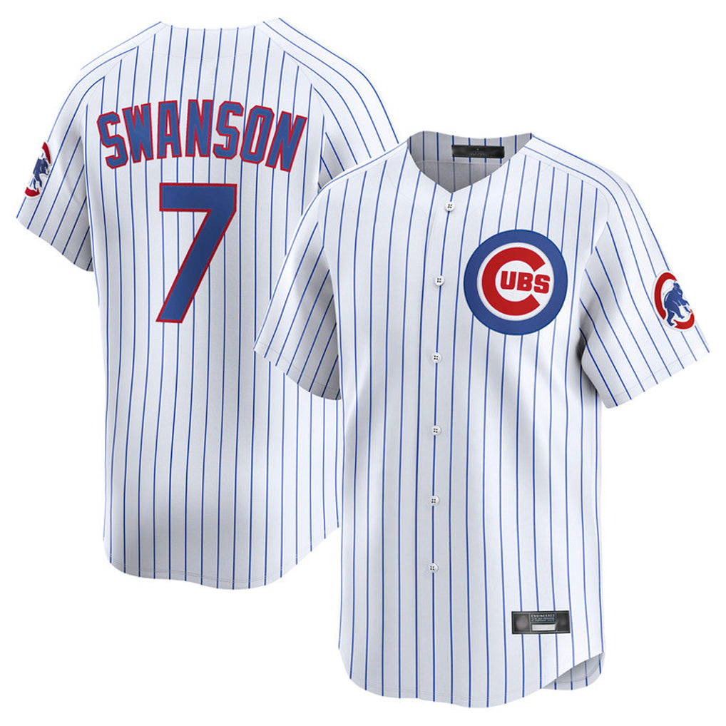CAdoa C.Cubs #7 Dansby Swanson Player White Limited Home Game Stitched Jerseys