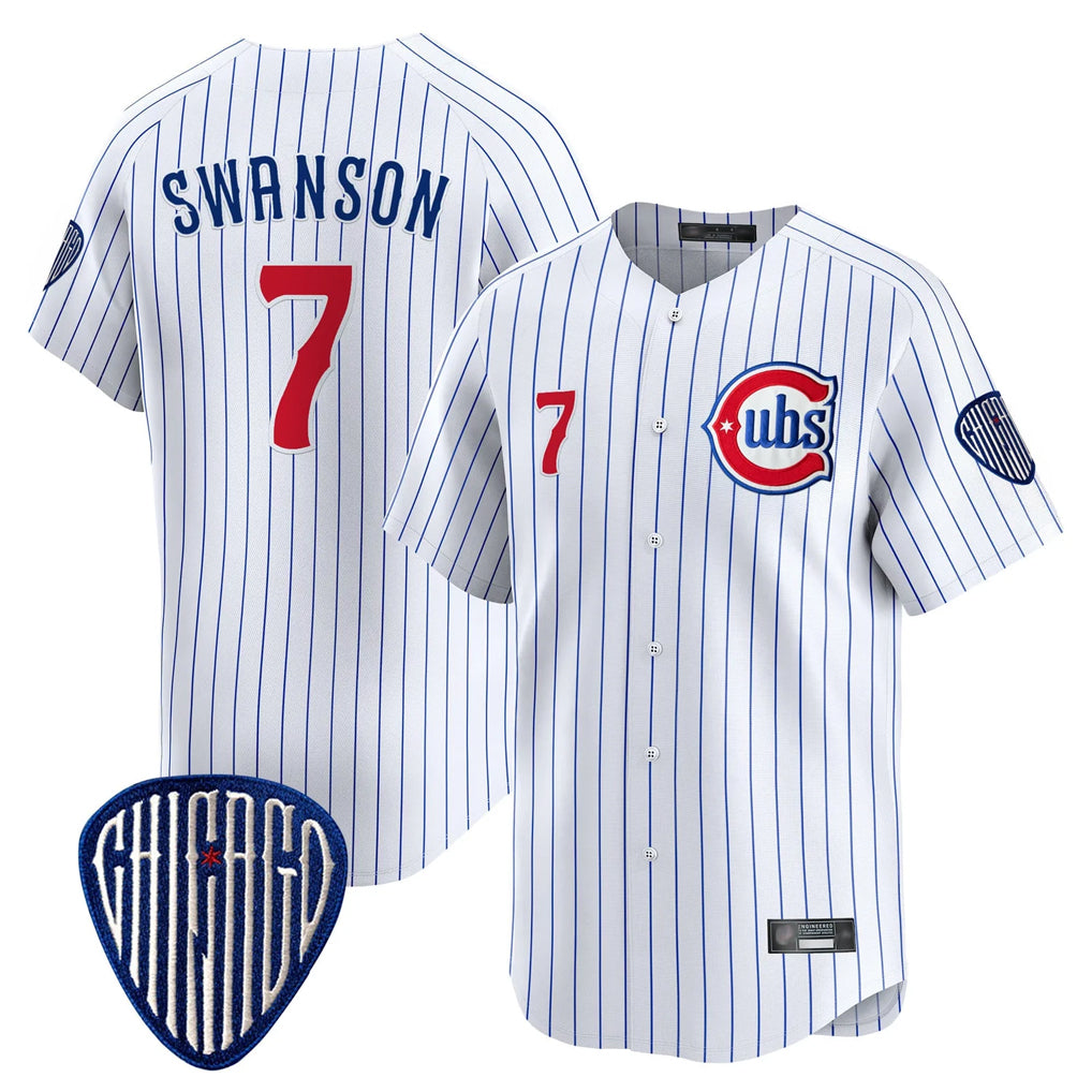 CAdoa C.Cubs #7 Dansby Swanson Player White Pinstripe Vapor Premier Limited Home Stitched Jerseys