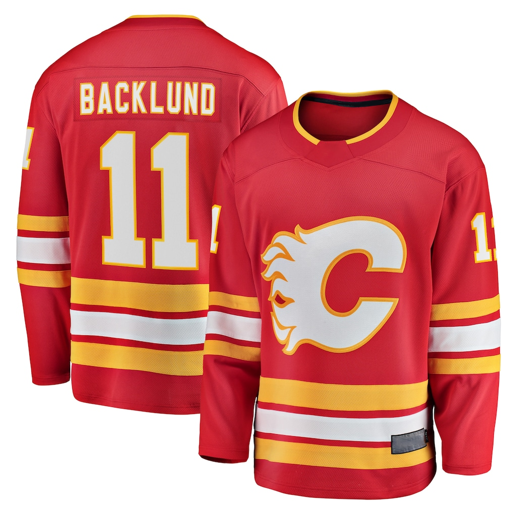 CAdoa C.Flames #11 Mikael Backlund Red Home Breakaway Player Jerseys