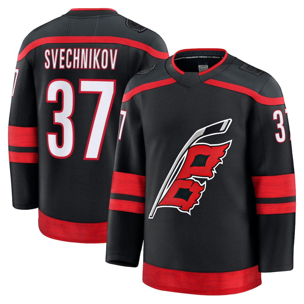 CAdoa C.Hurricanes #37 Andrei Svechnikov Black Home Premium Stitched Jerseys