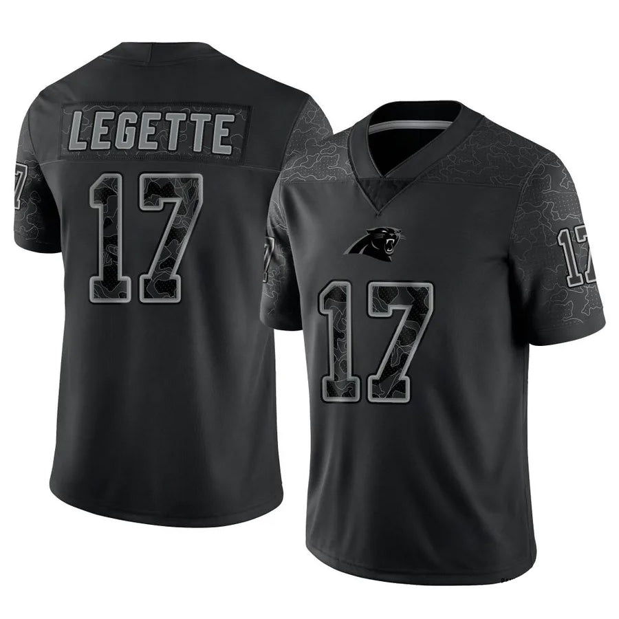 CAdoa C.Panthers #17 Xavier Legette Player Black REFLECTIVE Limited Stitched Jerseys