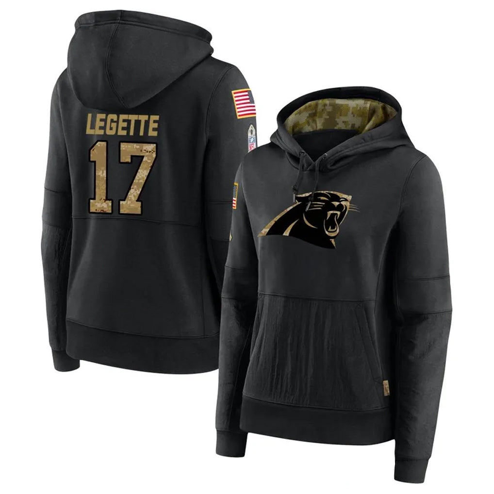 CAdoa C.Panthers #17 Xavier Legette Player Black Salute to Service HoodiesStitched  Jerseys