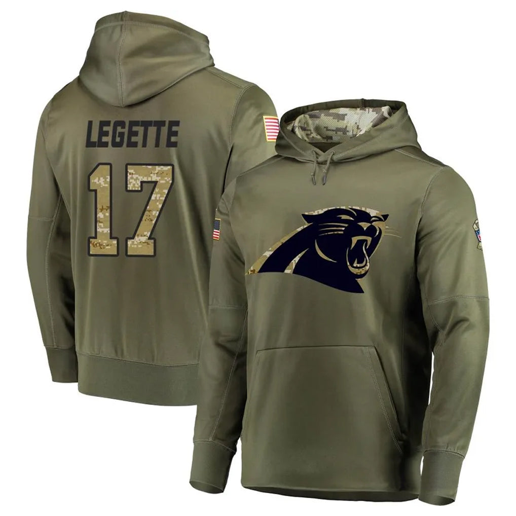 CAdoa C.Panthers #17 Xavier Legette Player Olive Salute to Service Limited Hoodies Stitched Jerseys