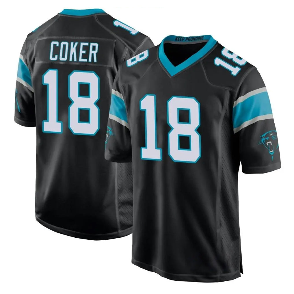 CAdoa C.Panthers #18 Jalen Coker Player Black Game Stitched Jerseys