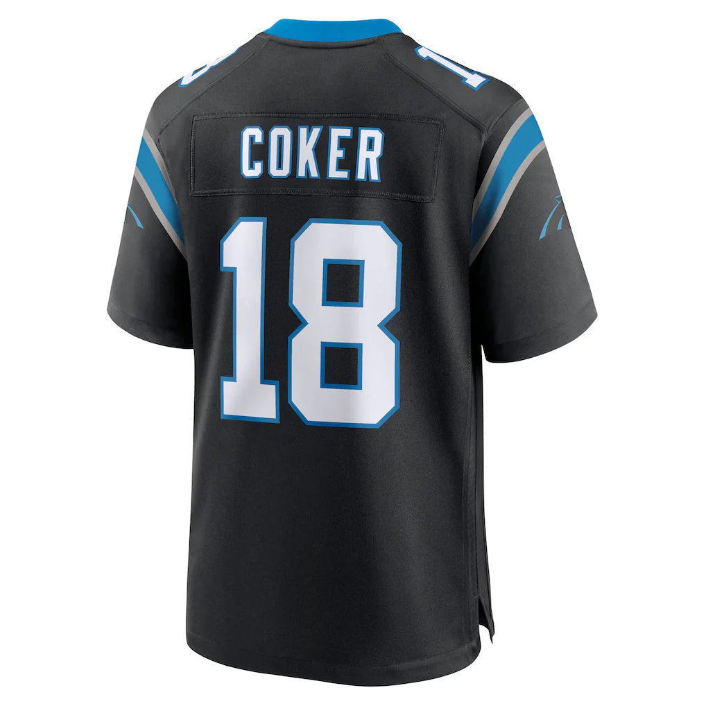 CAdoa C.Panthers #18 Jalen Coker Player Black Home Game Stitched Jerseys