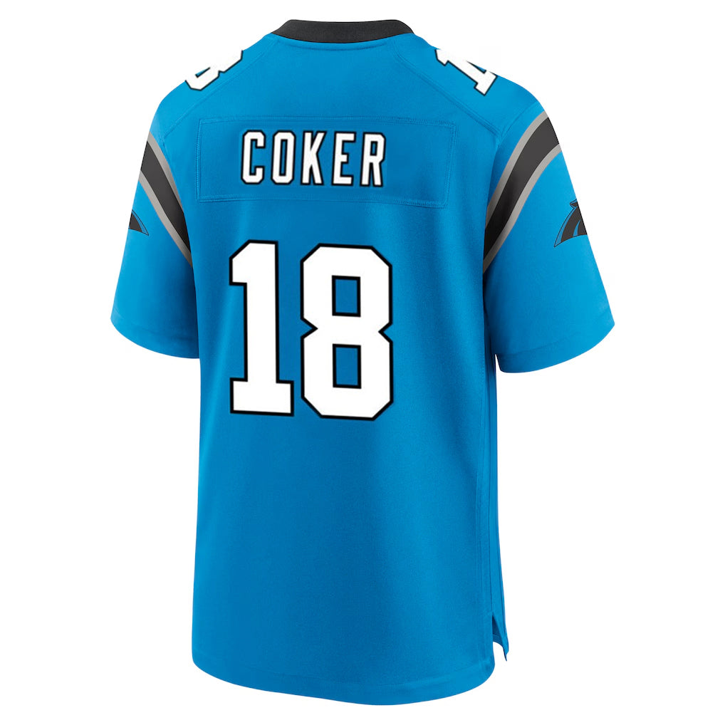CAdoa C.Panthers #18 Jalen Coker Player Blue Home Game Stitched Jerseys