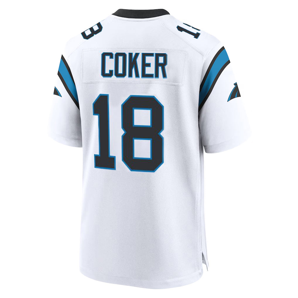CAdoa C.Panthers #18 Jalen Coker Player White Home Game Stitched Jerseys