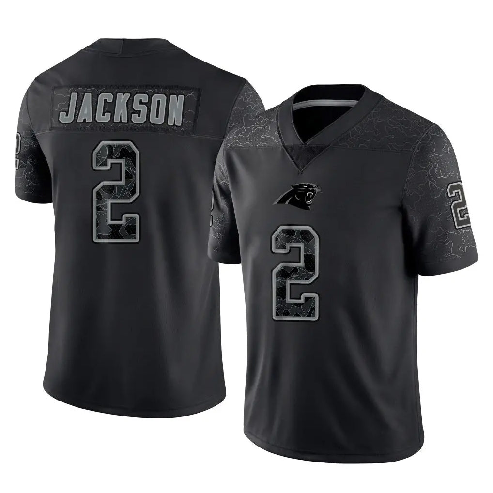 CAdoa C.Panthers #2 Mike Jackson Player Black Limited Reflective Game Stitched Jerseys