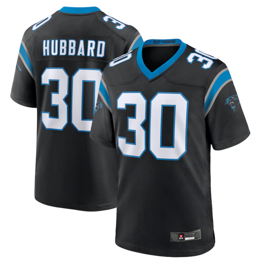 CAdoa C.Panthers #30 Chuba Hubbard Player Black Team Game Stitched Jerseys