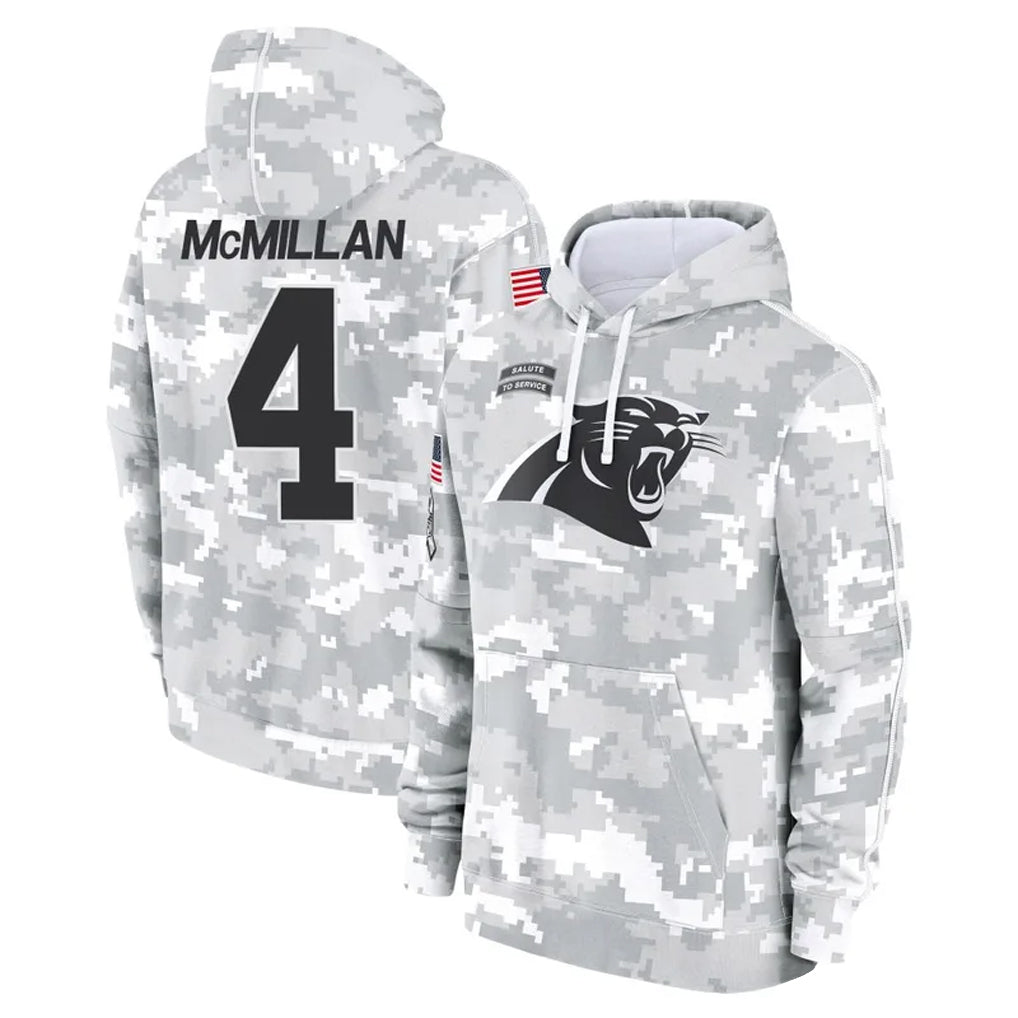 CAdoa C.Panthers #4 Tetairoa McMillan Player Arctic Camo Salute to Service Limited Hoodies Stitched Jerseys