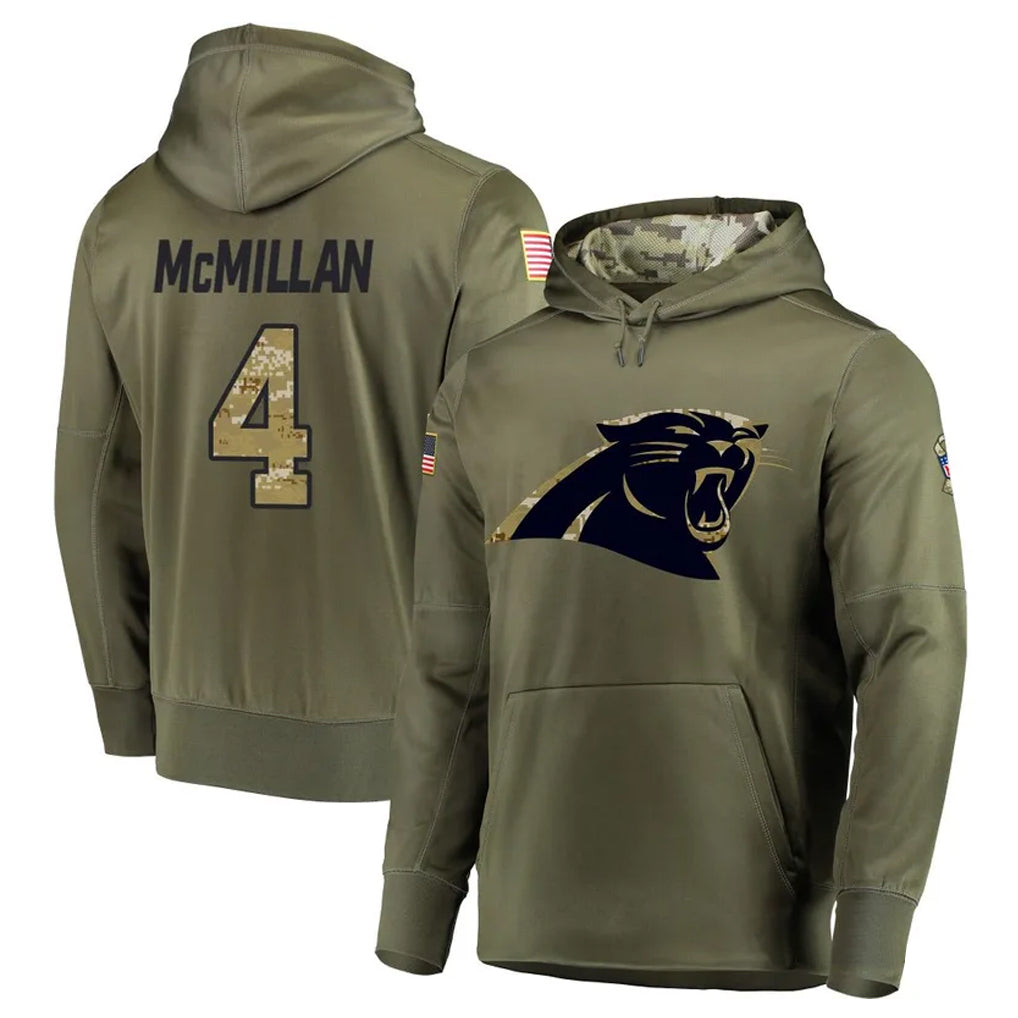 CAdoa C.Panthers #4 Tetairoa McMillan Player Olive Salute to Service Limited Hoodies Stitched Jerseys