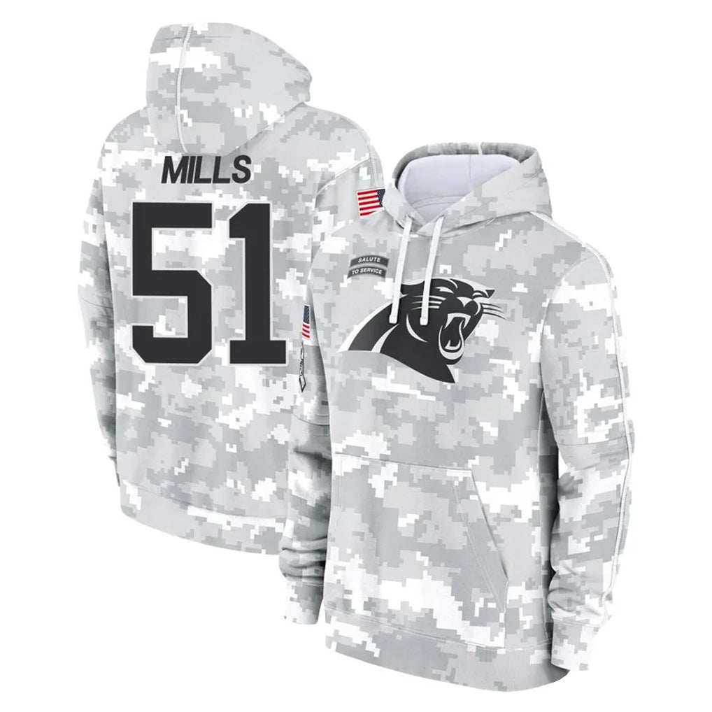 CAdoa C.Panthers #51 Sam Mills Player Arctic Camo Salute to Service Pullover Hoodies Limited Game Stitched Jerseys