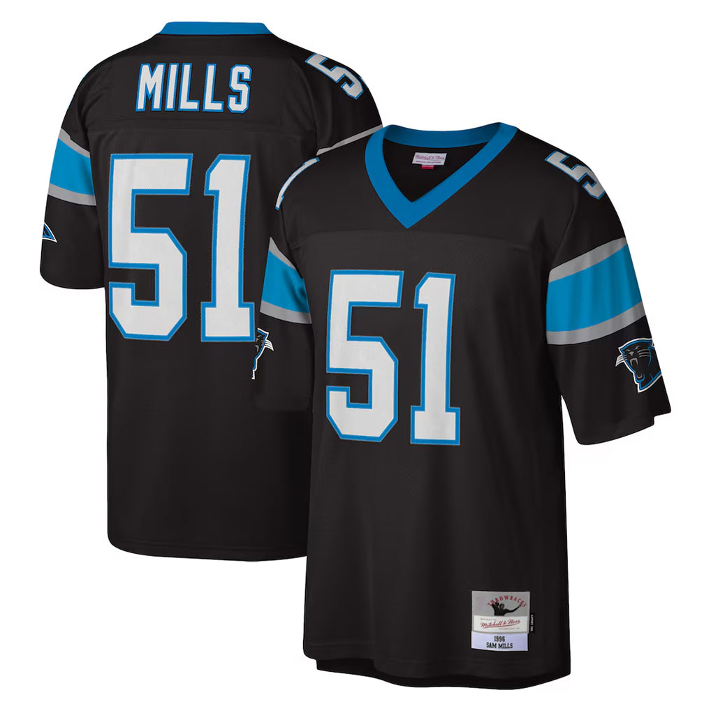 CAdoa C.Panthers #51 Sam Mills Player Black Mitchell & Ness Legacy Replica Stitched Jerseys