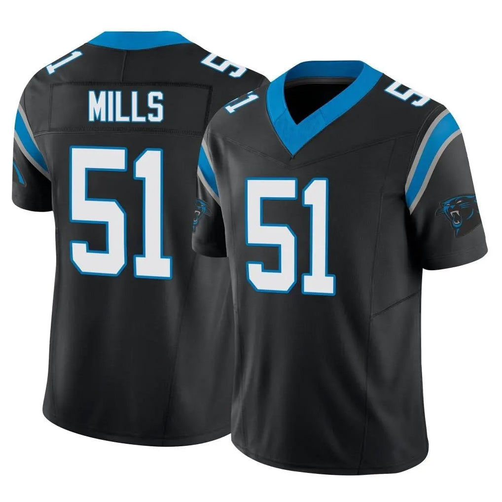 CAdoa C.Panthers #51 Sam Mills Player Black Vapor F.U.S.E. Limited Home Game Stitched Jerseys