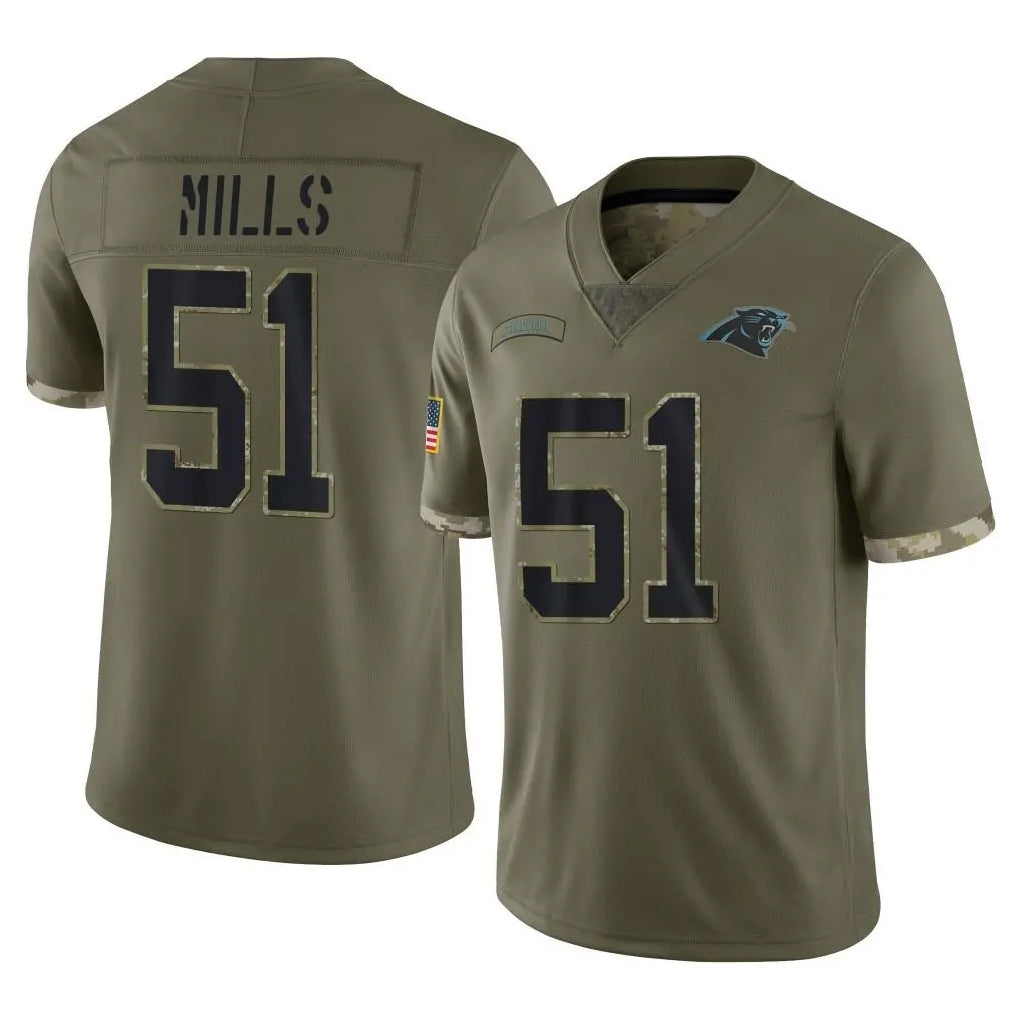 CAdoa C.Panthers #51 Sam Mills Player Olive Salute to Service Game Stitched Jerseys