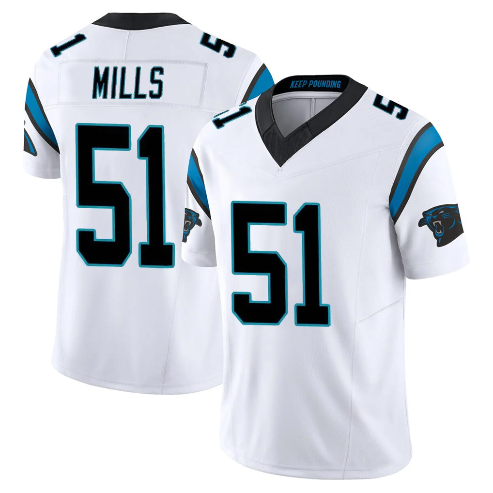 CAdoa C.Panthers #51 Sam Mills Player White Vapor F.U.S.E. Limited Home Game Stitched Jerseys