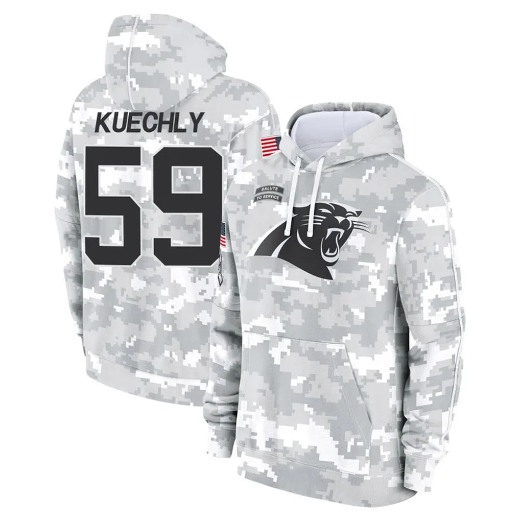 CAdoa C.Panthers #59 Luke Kuechly Player Arctic Camo Salute to Service Hoodies Stitched Jerseys
