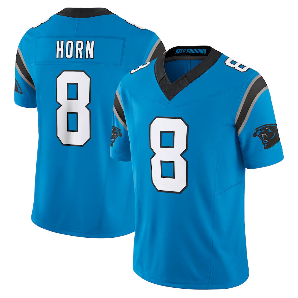 CAdoa C.Panthers #8 Jaycee Horn Player Blue Vapor F.U.S.E. Limited Home Game Stitched Jerseys