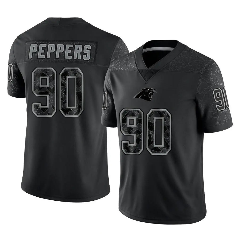 CAdoa C.Panthers #90 Julius Peppers Player Black Limited Reflective Game Stitched Jerseys