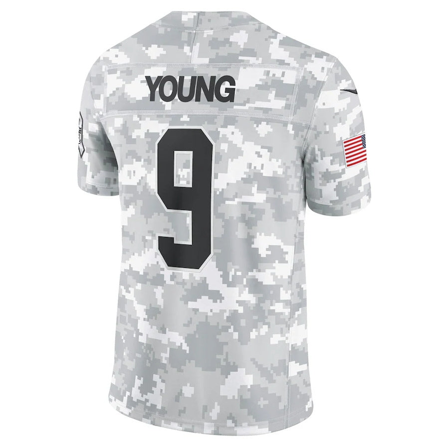CAdoa C.Panthers #9 Bryce Young Arctic Camo 2024 Salute to Service Limited Stitched Jerseys