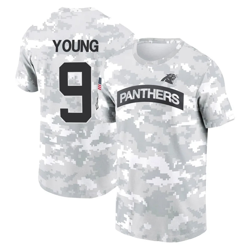 CAdoa C.Panthers #9 Bryce Young Player Arctic Camo Salute to Service T-Shirt Hoodies Stitched Jerseys